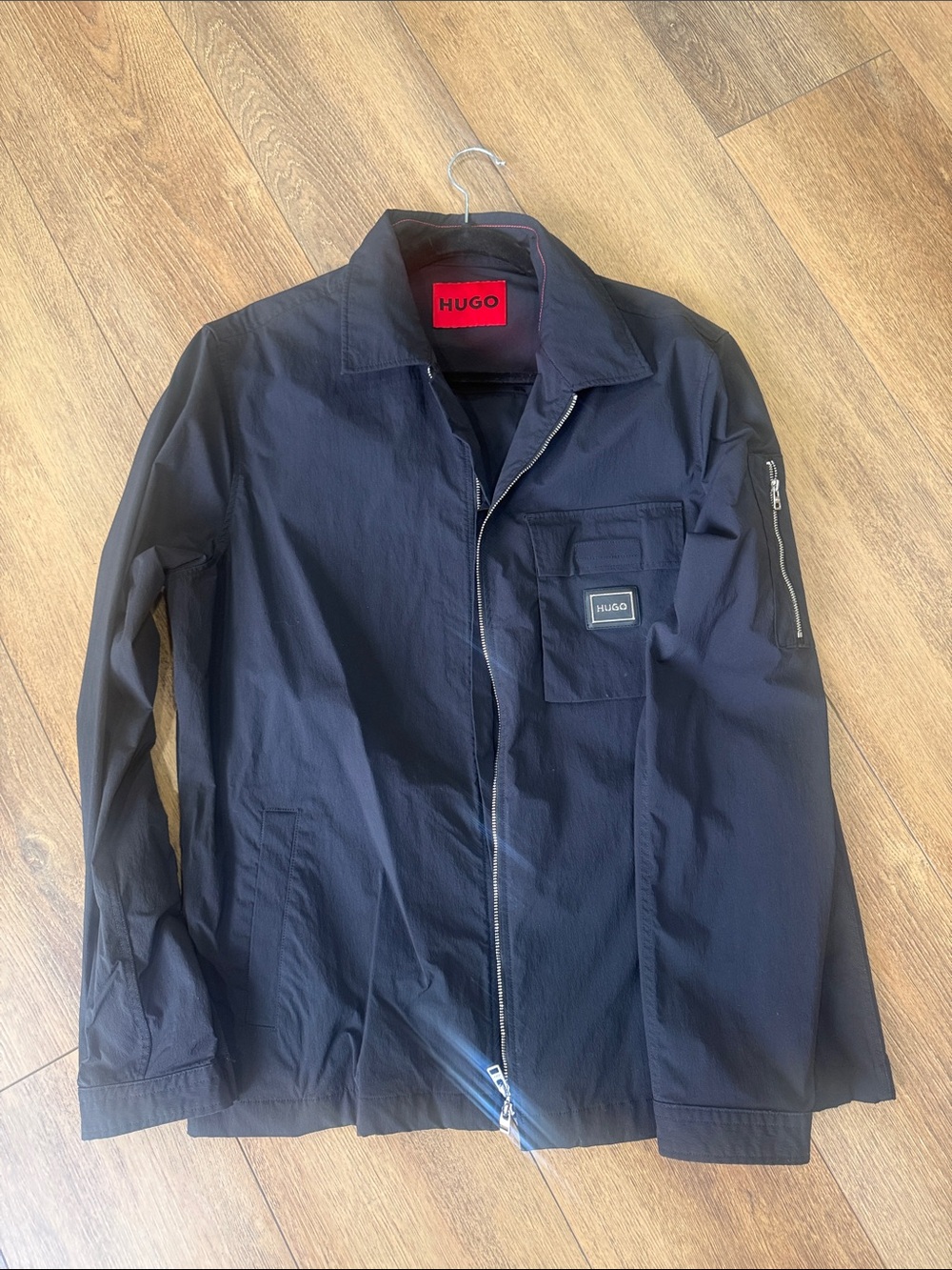 HUGO Men's Navy Lightweight Zip Shirt Jacket
 Size M